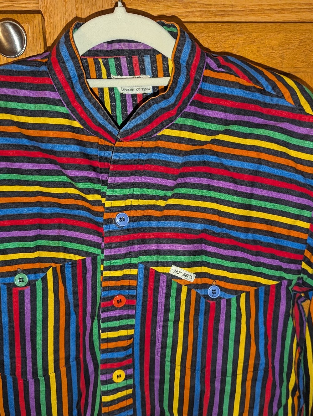 Vintage Mo Betta by Janice Western shirt rainbow Stripe men size M Garth Brooks - Picture 4 of 7